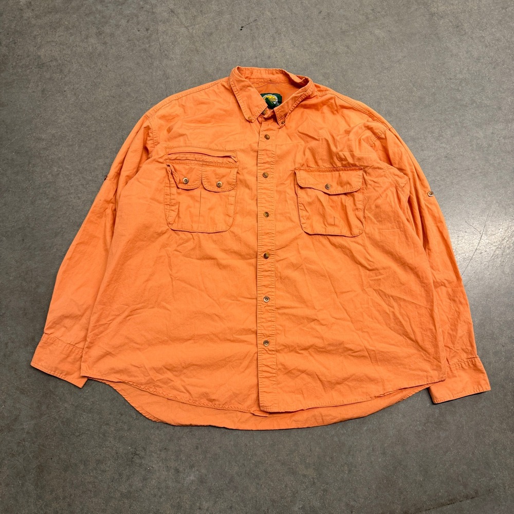 Cabelas Outdoor Gear Mens 2XL Orange Long Sleeve Fishing Shirt 902022